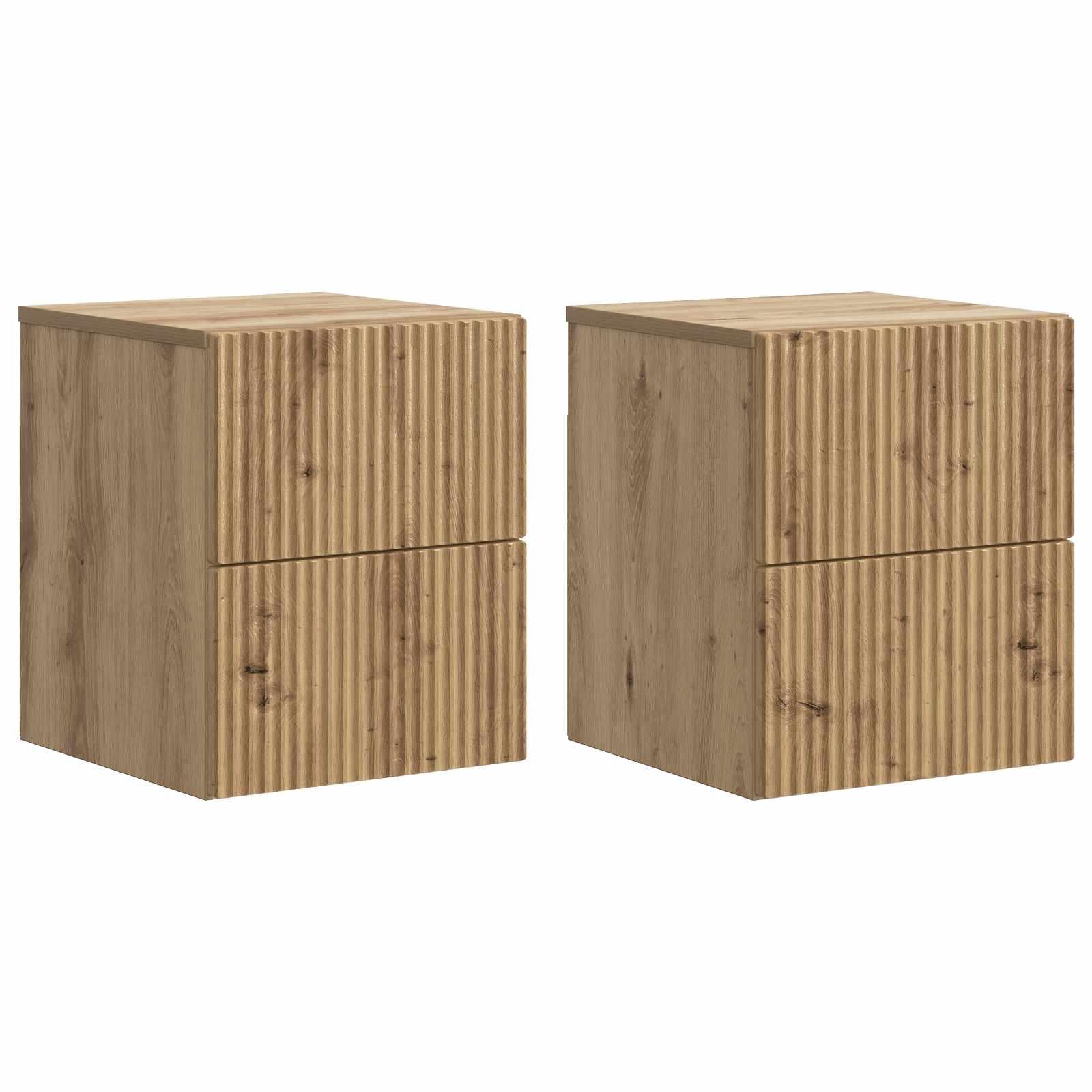 Væghængt Natbord med skuffe 2 stk Artisan-eg 33 x 34,5 x 40 cm