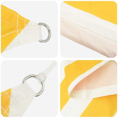 Solsejl trekant - gul/hvid stribet, 3 x 3 x 3 m, polyester Oxford