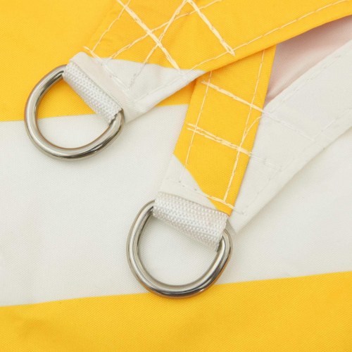 Solsejl trekant - gul/hvid stribet, 3 x 3 x 3 m, polyester Oxford