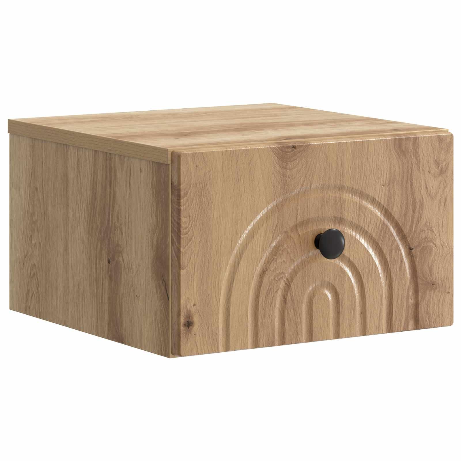 Væghængt natbord i artisan-eg 33 × 34,5 × 20 cm - konstrueret træ
