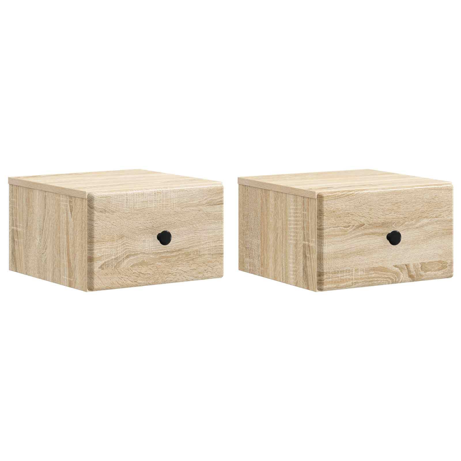 Væghængt Natbord med skuffe 2 stk Sonoma-eg 34,5 x 33 x 20 cm