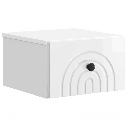 Væghængt Natbord med skuffe Hvid højglans 33 x 34,5 x 20 cm