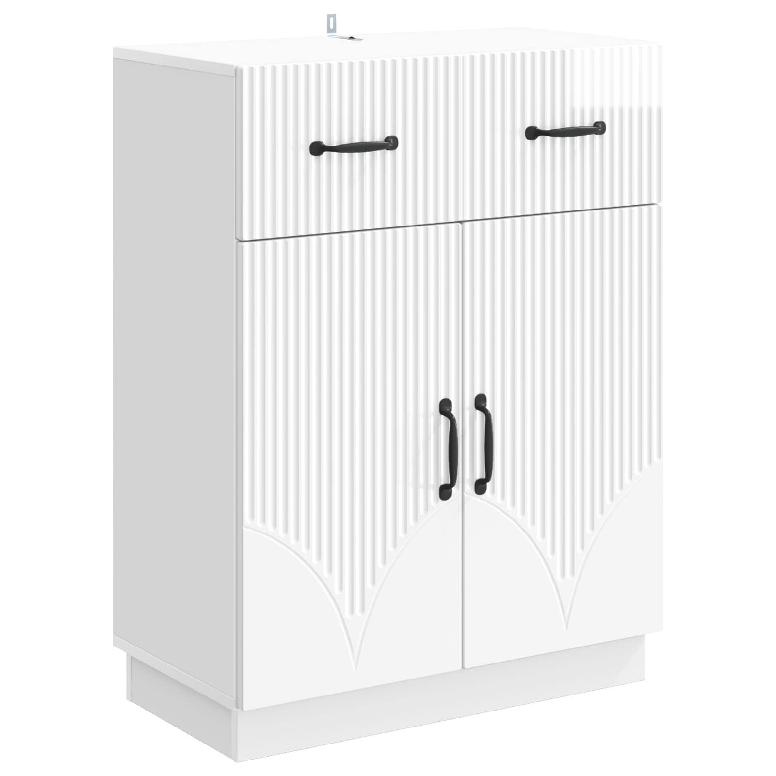 Sidebord Hvid højglans 66 x 34,5 x 87 cm Konstrueret træ