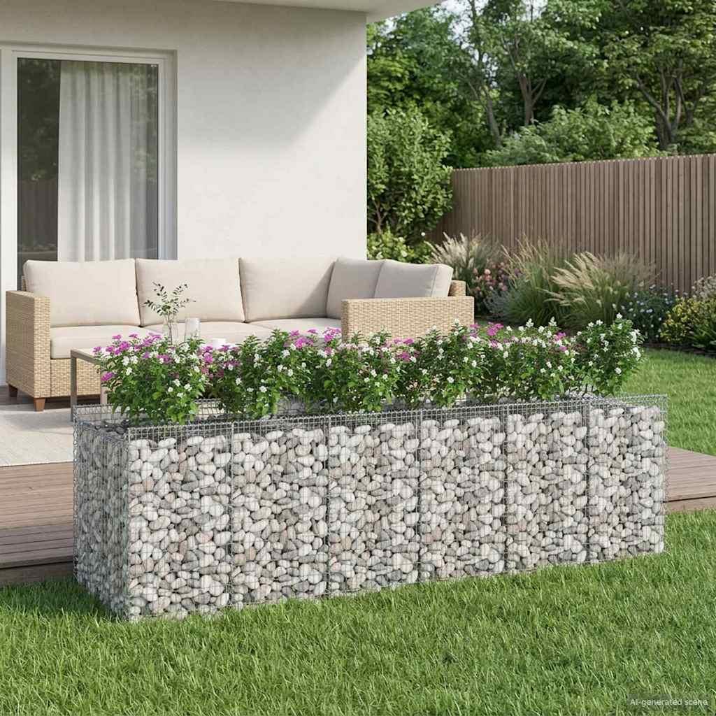 Gabion højbed 3 stk Sølv