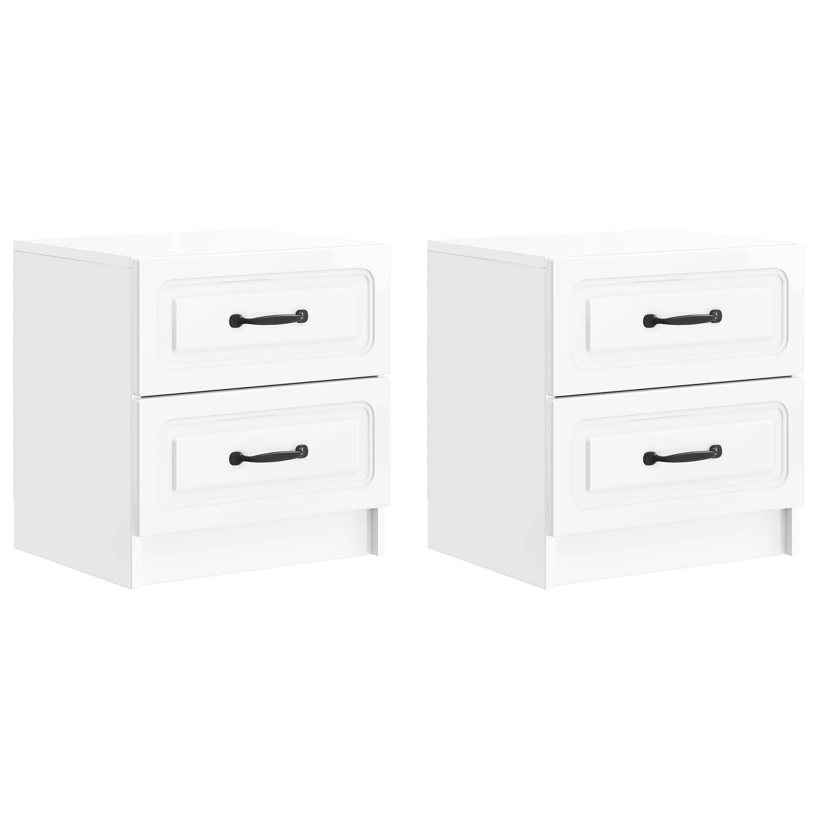 Natskab 2 stk Hvid højglans 43 x 34,5 x 44,5 cm Konstrueret træ