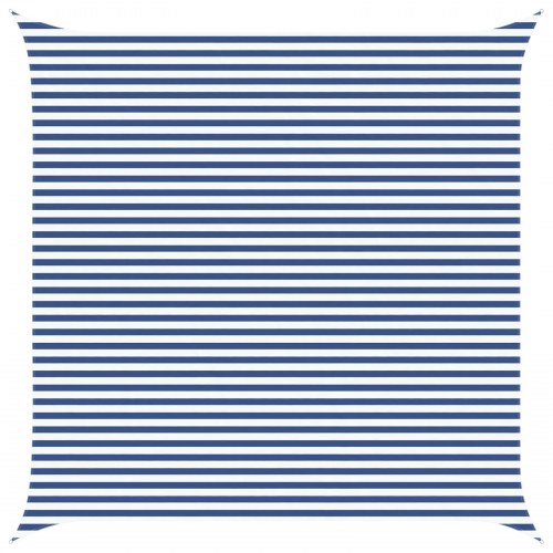 Solsejl 5 x 5 m - blå/hvid stribet, 100% polyester oxford