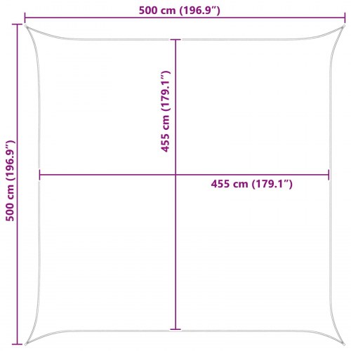 Solsejl 5 x 5 m - blå/hvid stribet, 100% polyester oxford