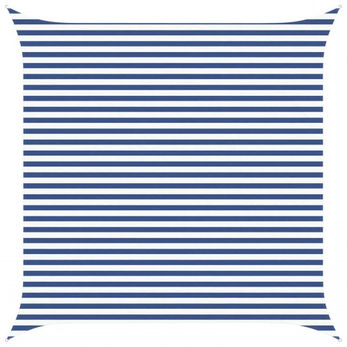 Solsejl 4 x 4 m - blå/hvid stribet, 100% polyester oxford