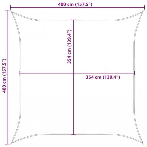 Solsejl 4 x 4 m - blå/hvid stribet, 100% polyester oxford