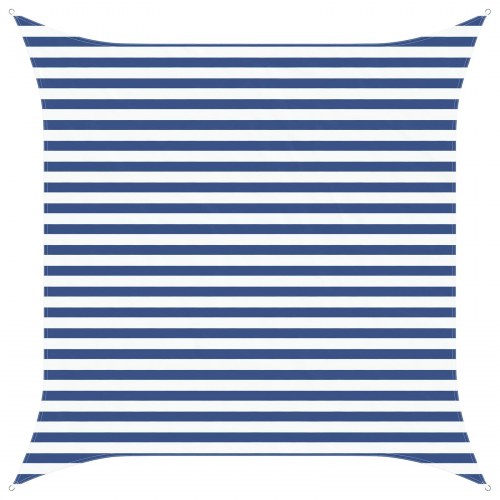Solsejl 3 x 3 m - blå/hvid stribet, polyester Oxford
