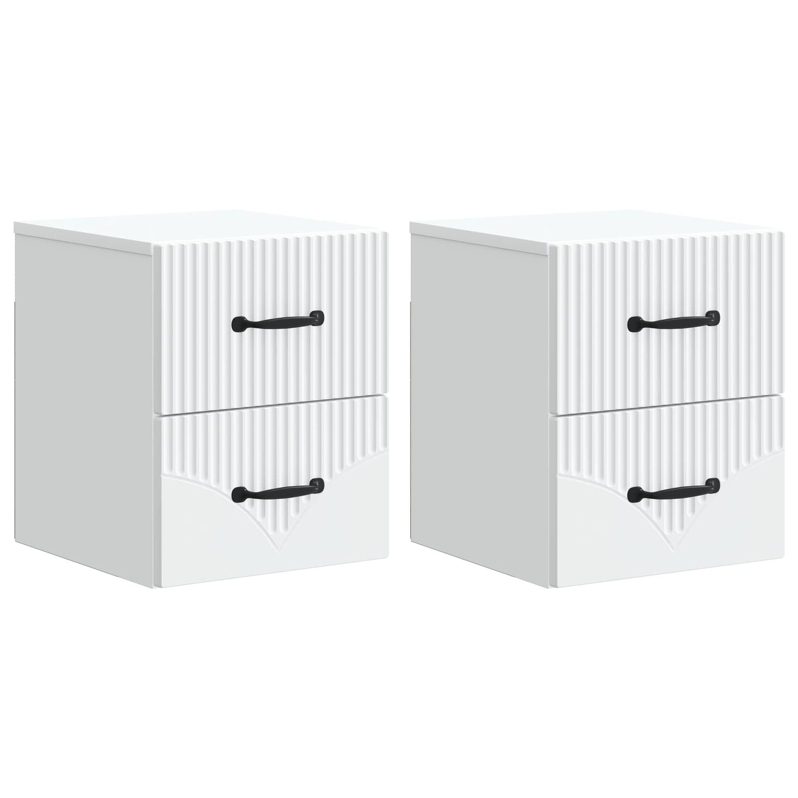 Væghængt Natbord 2 stk Hvid 34,5 x 33 x 40 cm Konstrueret træ