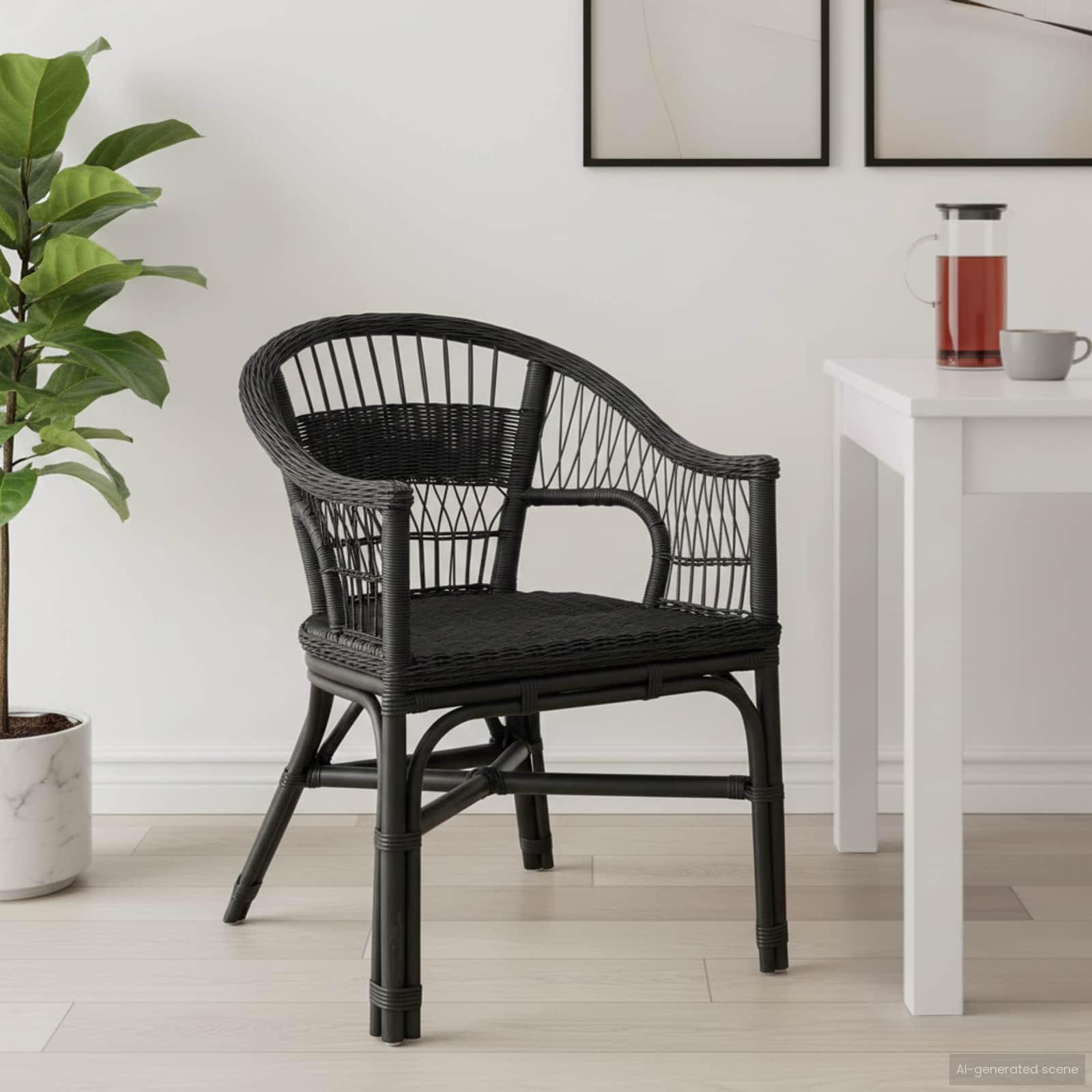 Staplestol Sort 60 x 60 x 81 cm Rattan