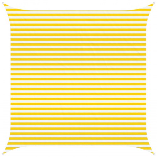 Solsejl 4 x 4 m - gul/hvid stribet, 100% polyester oxford