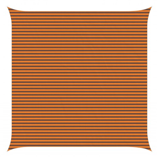 Solsejl 6 x 6 m - orange/brun stribet, 100% polyester oxford