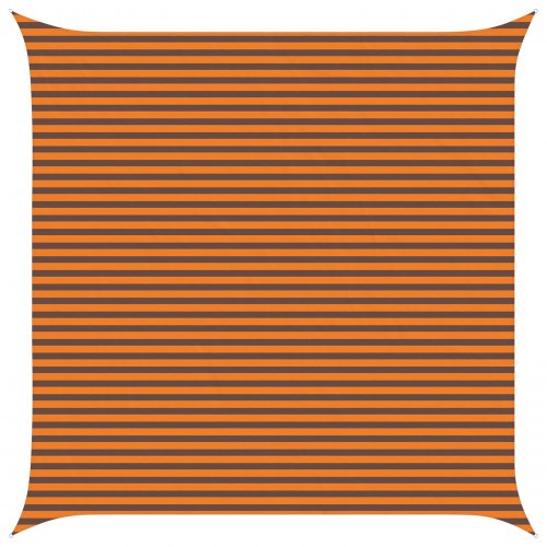 Solsejl 5 × 5 m - orange/brun stribet, 100% polyester Oxford