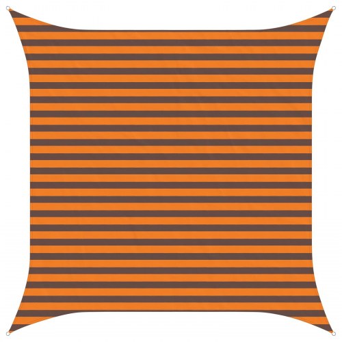 Solsejl 3 × 3 m - orange/brun stribet, polyester oxford