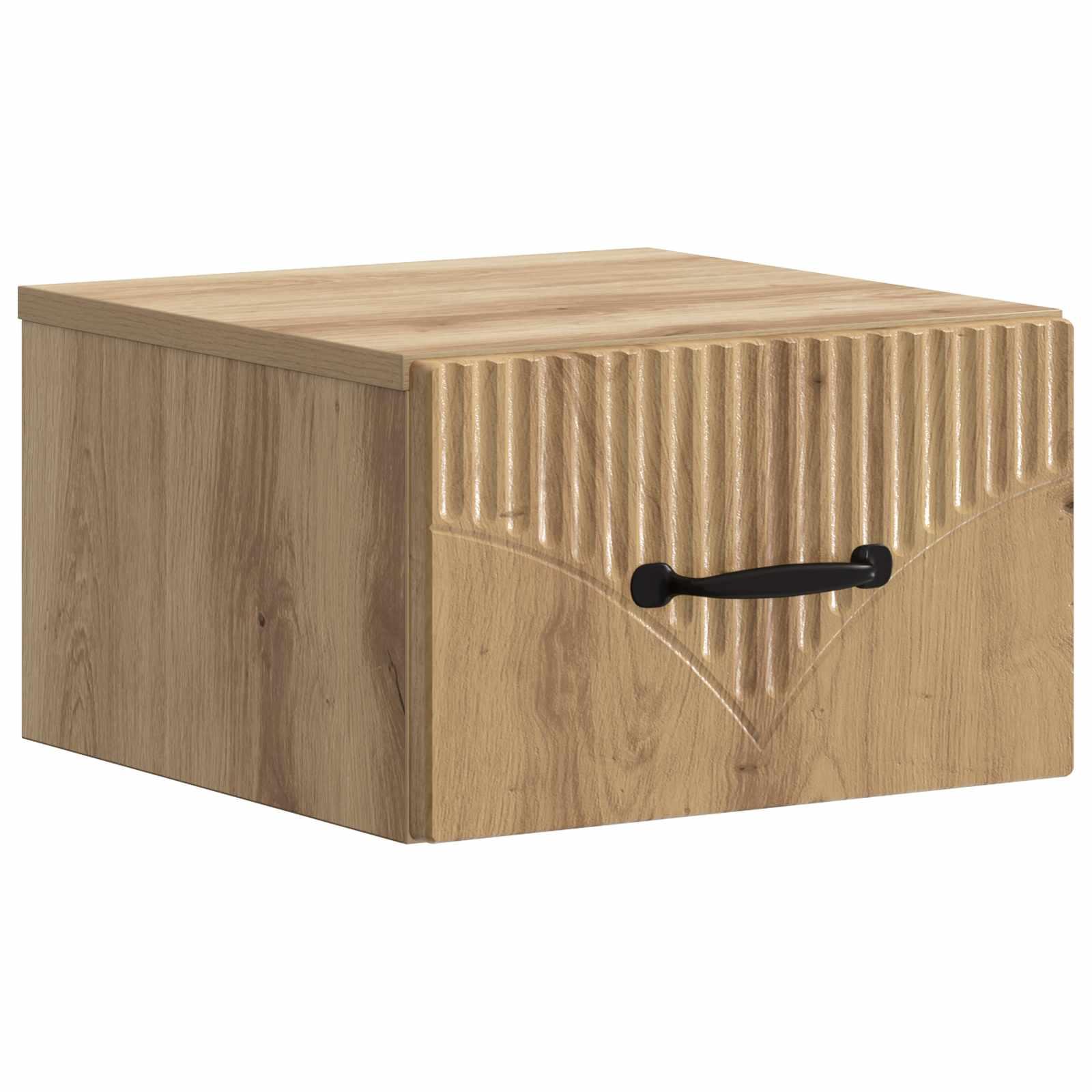 Væghængt natbord i artisan-eg 34,5 × 33 × 20 cm - konstrueret træ