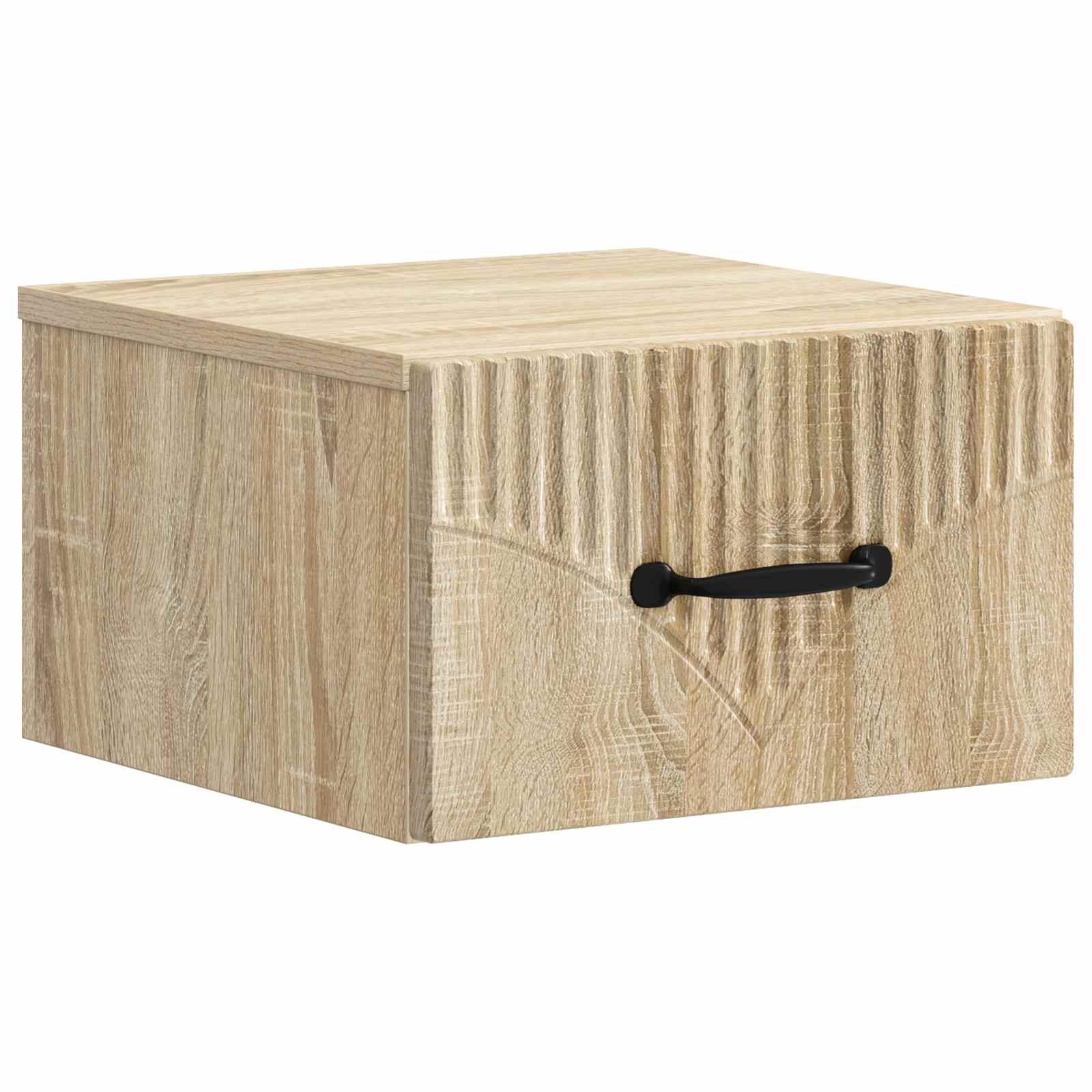Væghængt natbord i sonoma-eg 34,5 × 33 × 20 cm - konstrueret træ