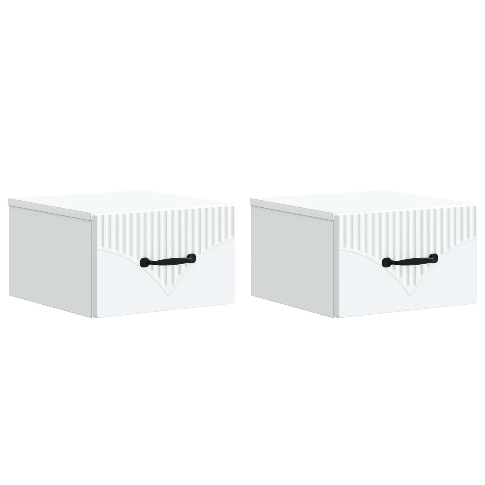 Væghængt Natbord 2 stk Hvid 34,5 x 33 x 20 cm Konstrueret træ