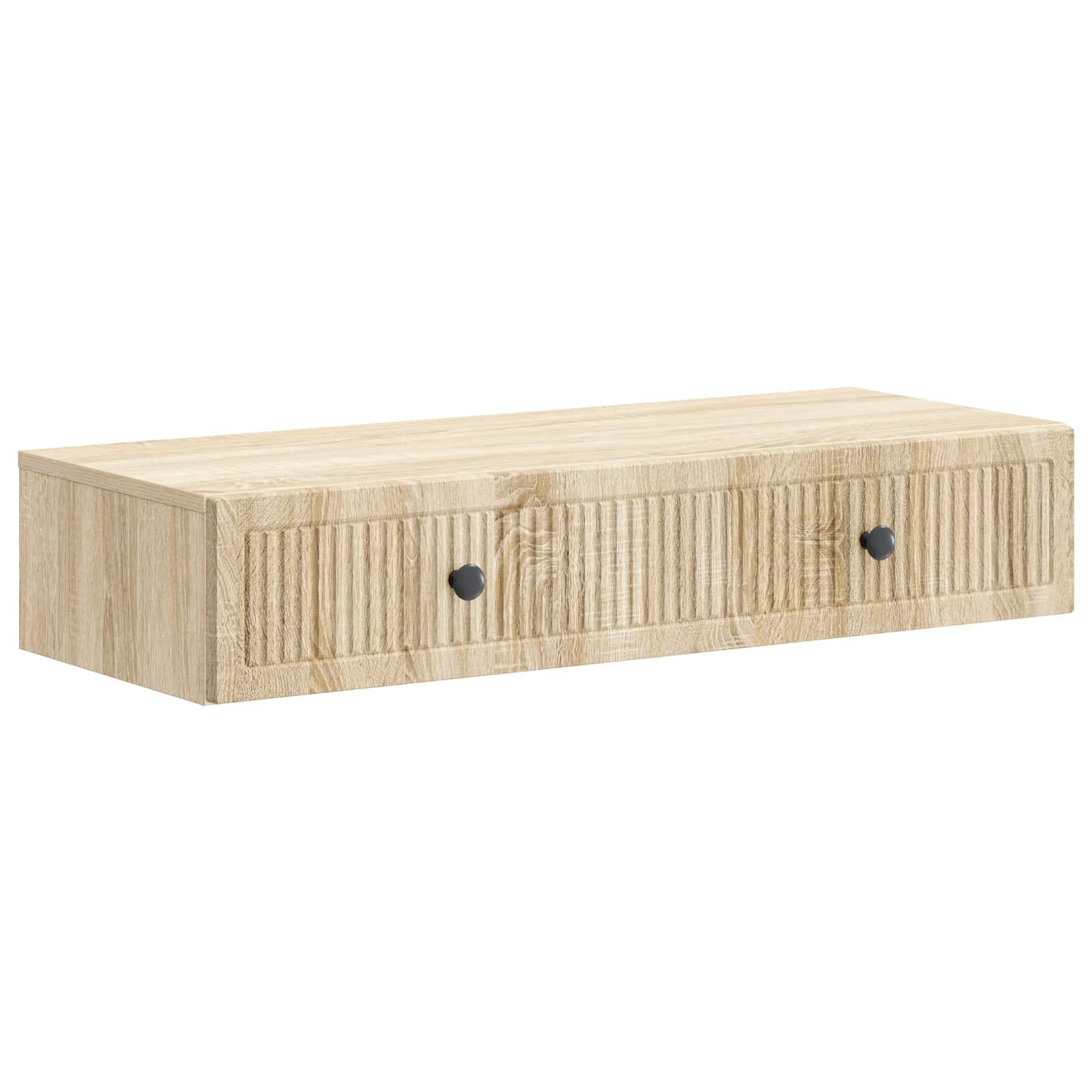 Væghængt sideskab i sonoma-eg - 87,5 × 34,5 × 17 cm, konstrueret træ