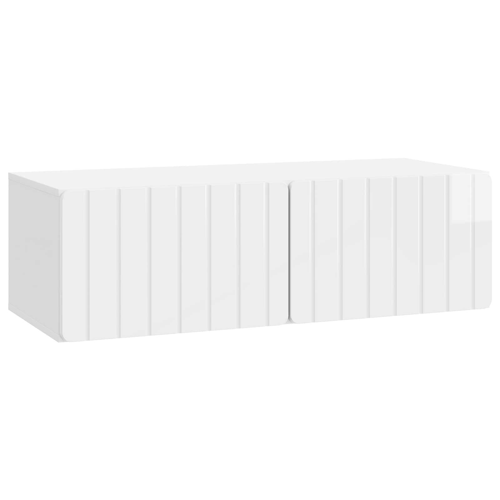Væghængt TV-skab Hvid højglans 98 x 41 x 30 cm Konstrueret træ
