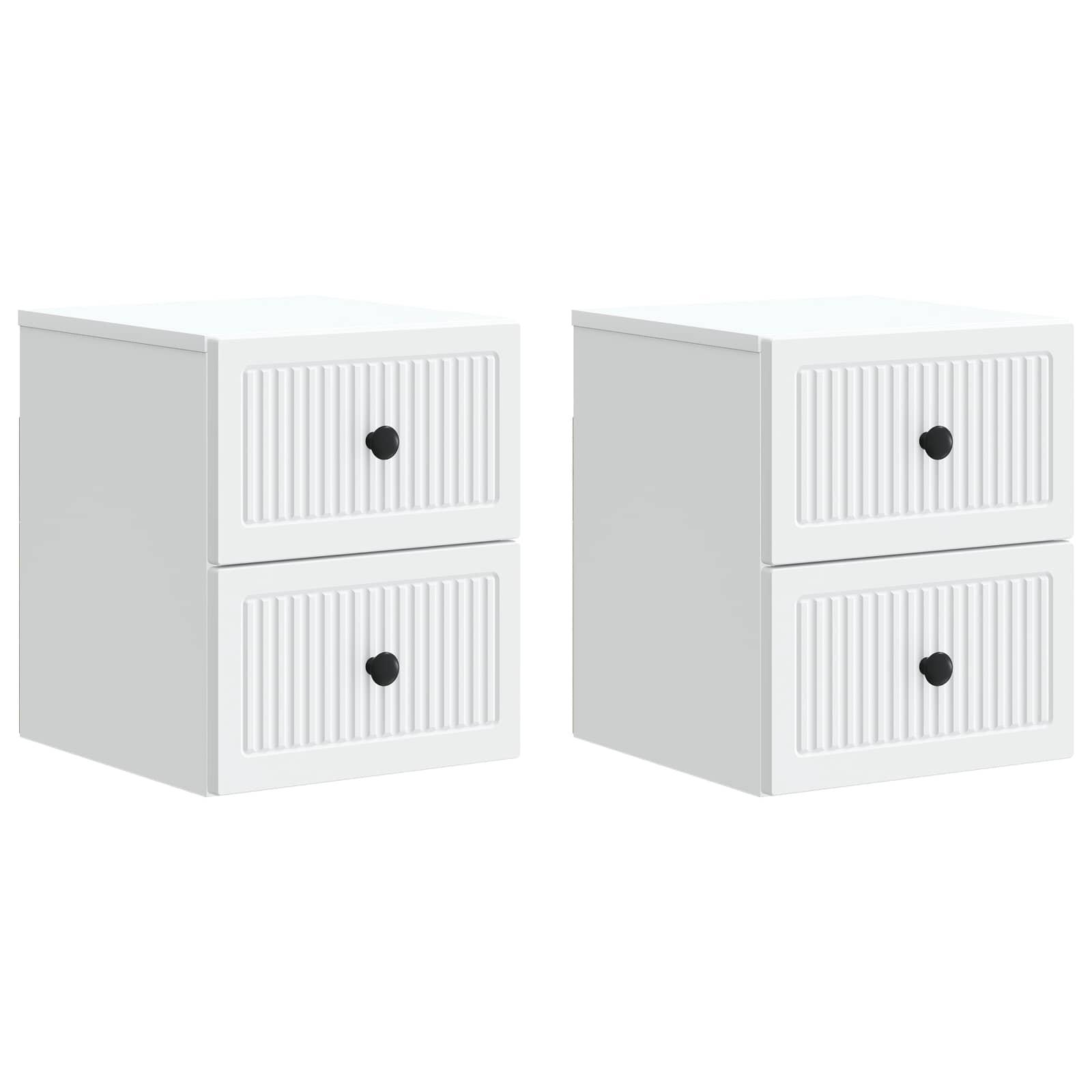 Væghængt Natbord 2 stk Hvid 33 x 34,5 x 40 cm Konstrueret træ