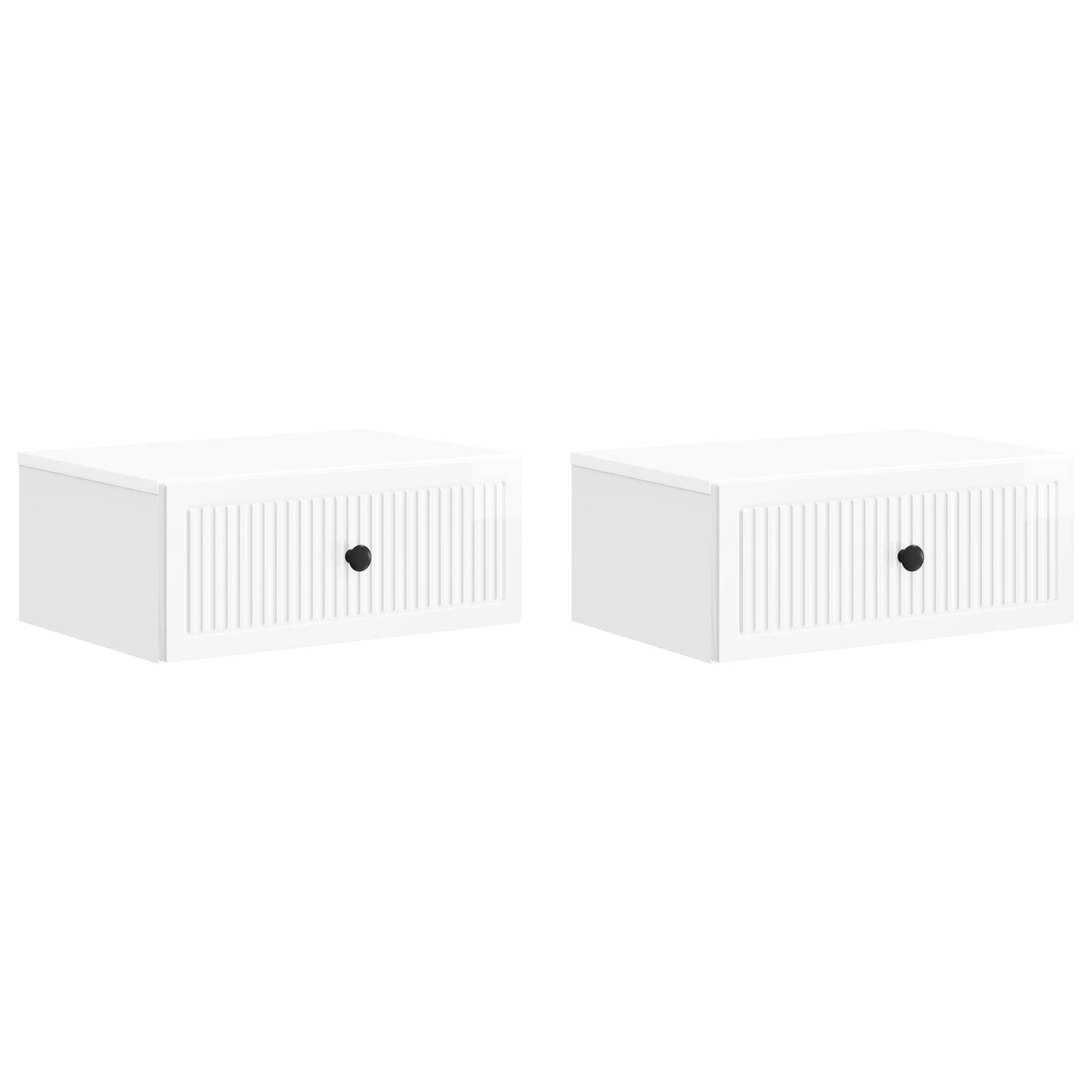 Natskab 2 stk Hvid højglans 49 x 34,5 x 20 cm Konstrueret træ