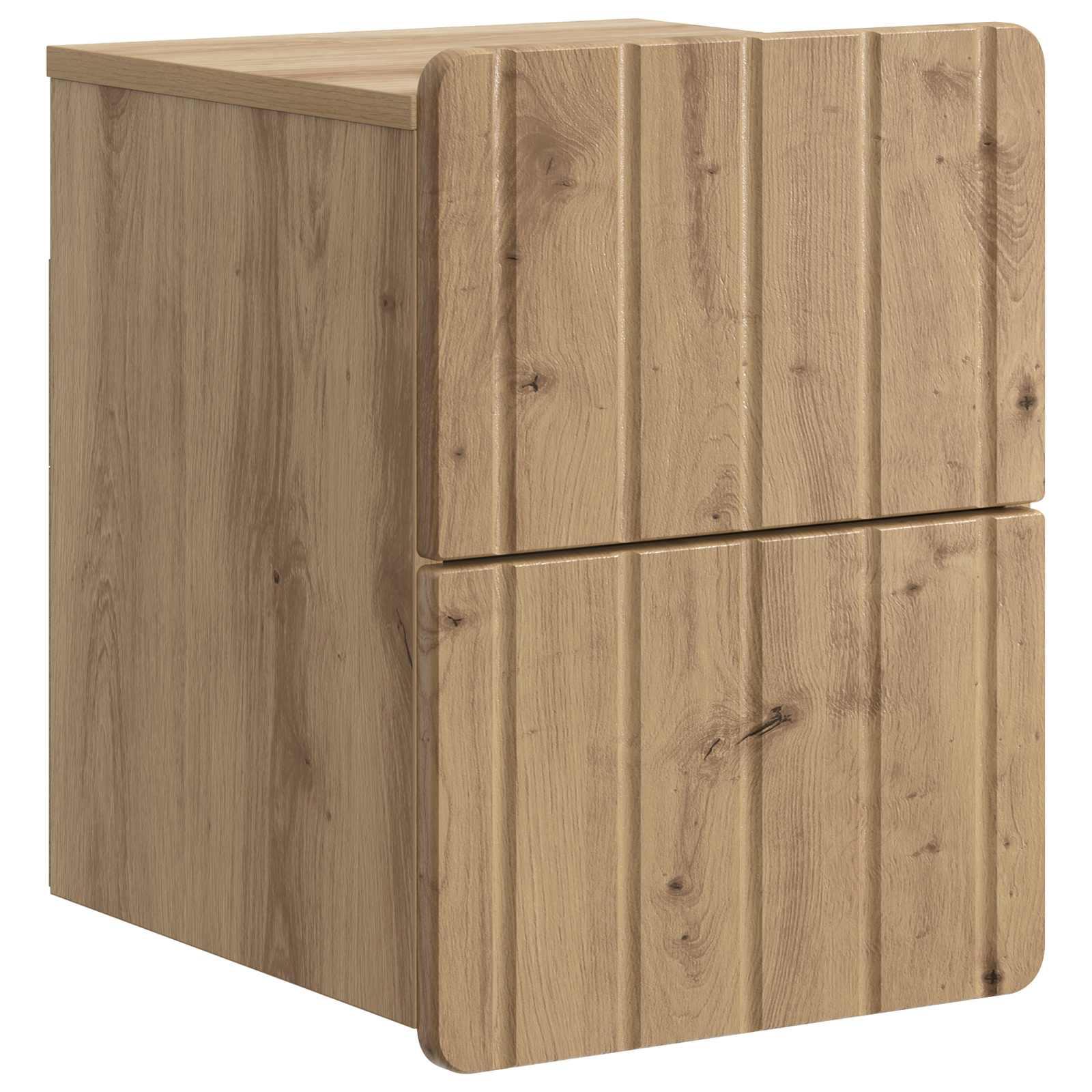 Væghængt natbord i artisan-eg - 33 × 34,5 × 43 cm, konstrueret træ