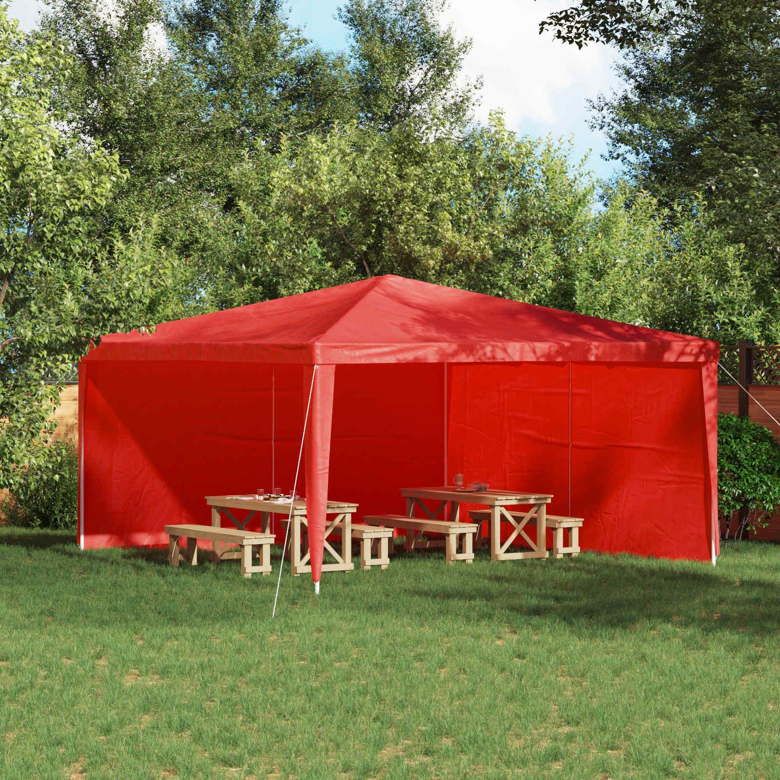 Festasidevæg 2 stk Rød 400 x 195 cm PE og stål