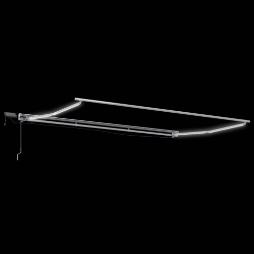 Manuel markise-ramme med LED-lys Rød og Hvid 4,5 × 3 m