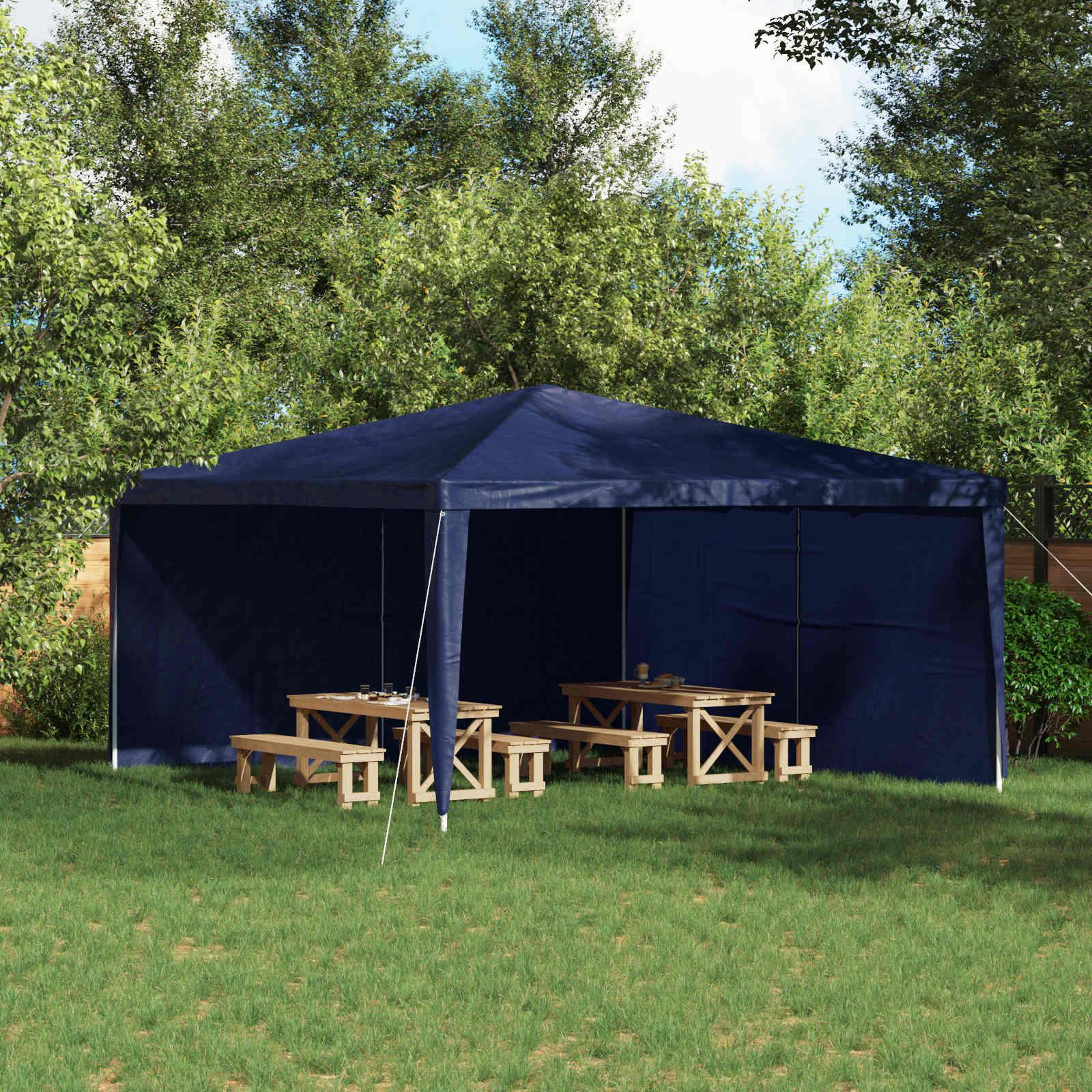 Festasidevæg 2 stk Blå 400 x 195 cm PE og stål