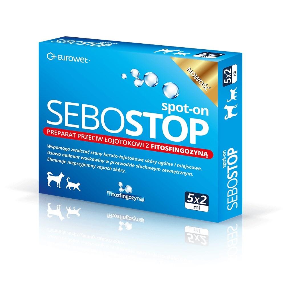 EUROWET Sebostop Spot-on - pleje mod seboré til hund og kat, 5 × 2 ml