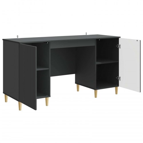 Bord med hylde med dør Sort 142,5 x 50 x 75 cm Konstrueret træ