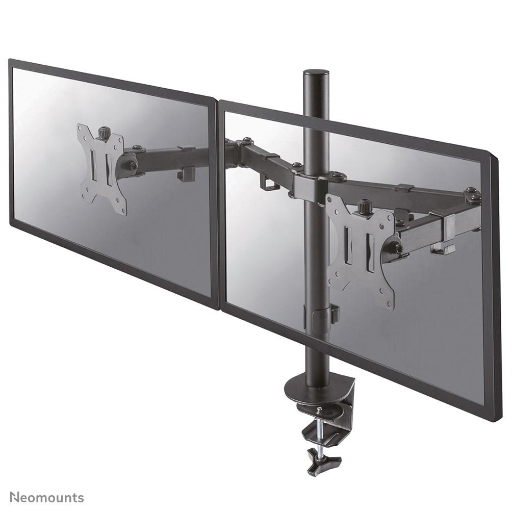 NEWSTAR Neomounts FPMA-D550DBLACK dobbelt skærmarm til skrivebord – 10-32" VESA 75/100, klemme/gennemføring, sort