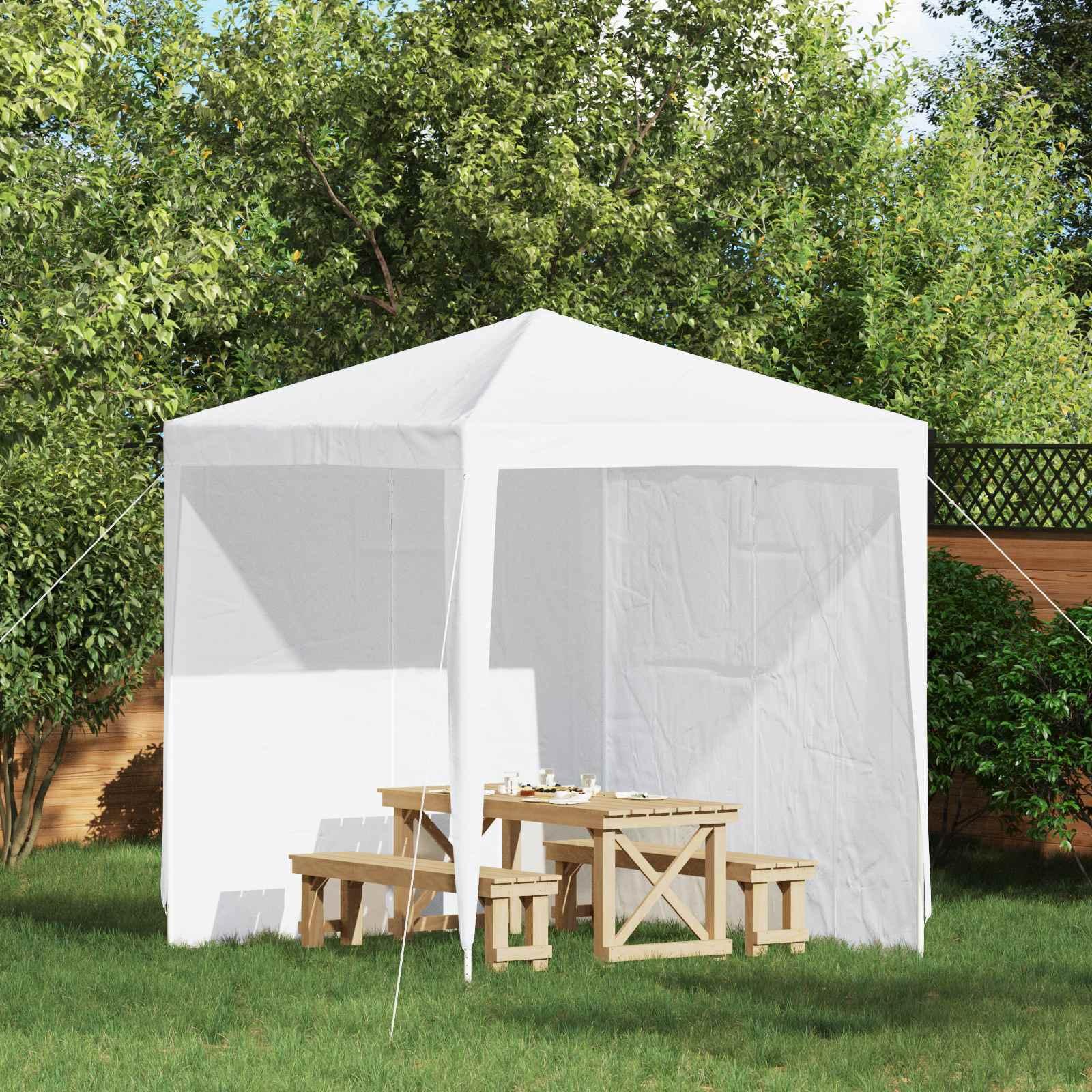 Festasidevæg 2 stk Hvid 200 x 195 cm PE og stål