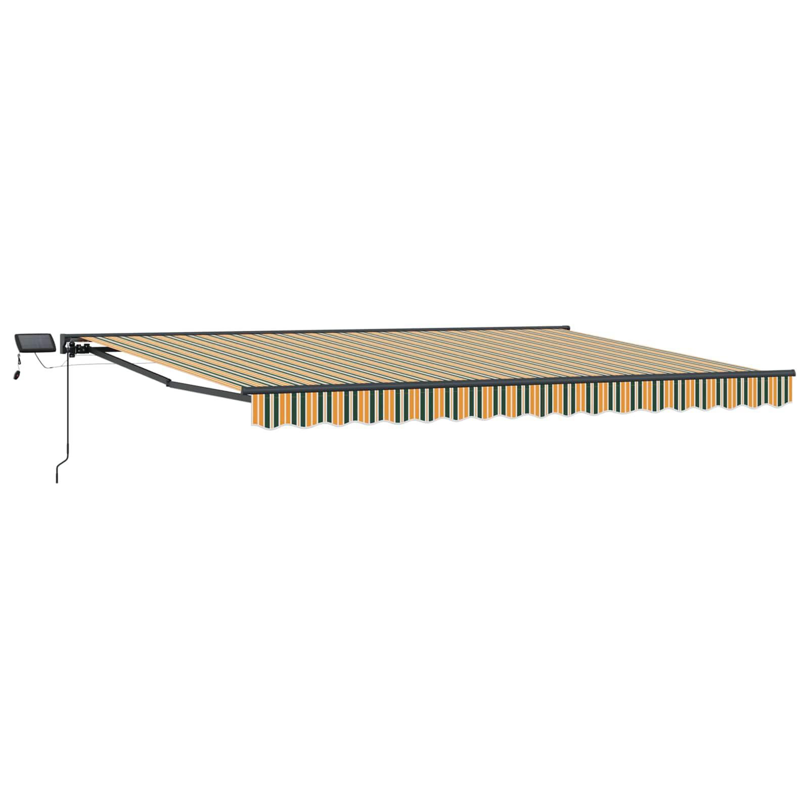 Manuel markise-ramme med LED-lys Grøn, Gul, Antracit 5 × 3,5 m