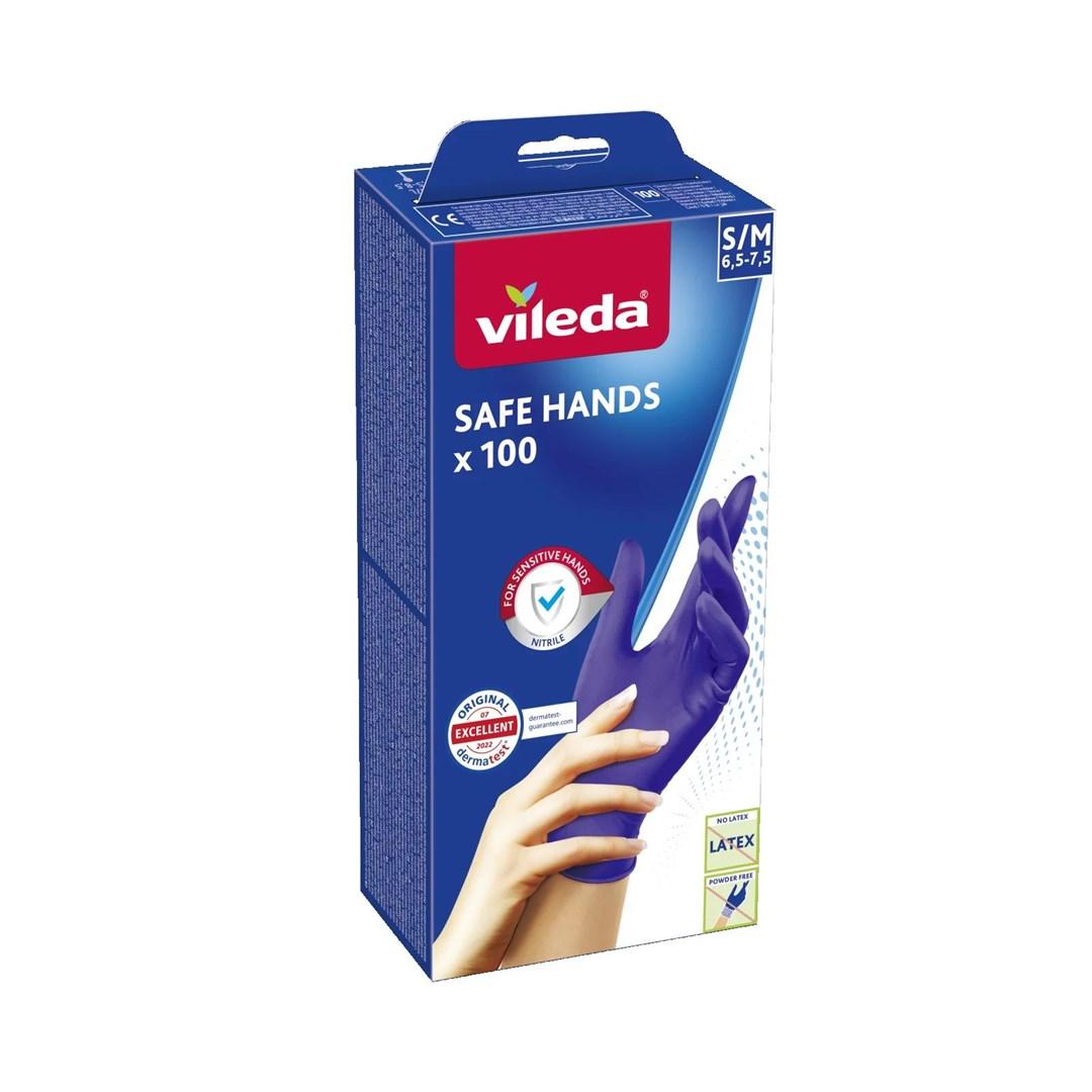 Vileda Safe Hands nitrilhandsker S/M - 100 stk.