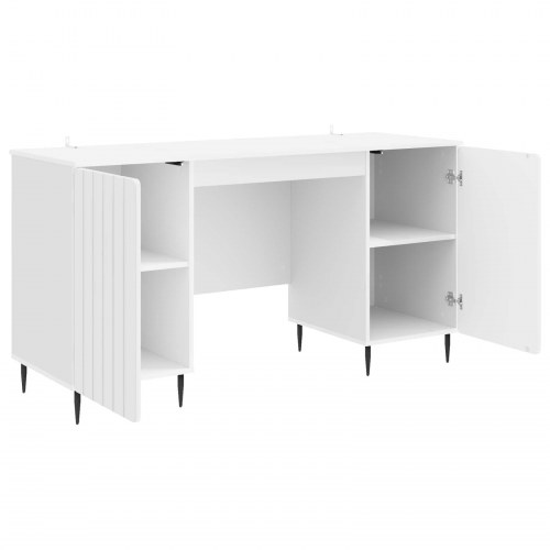 Bord med hylde Hvid højglans 142,5 x 50 x 75 cm Konstrueret træ