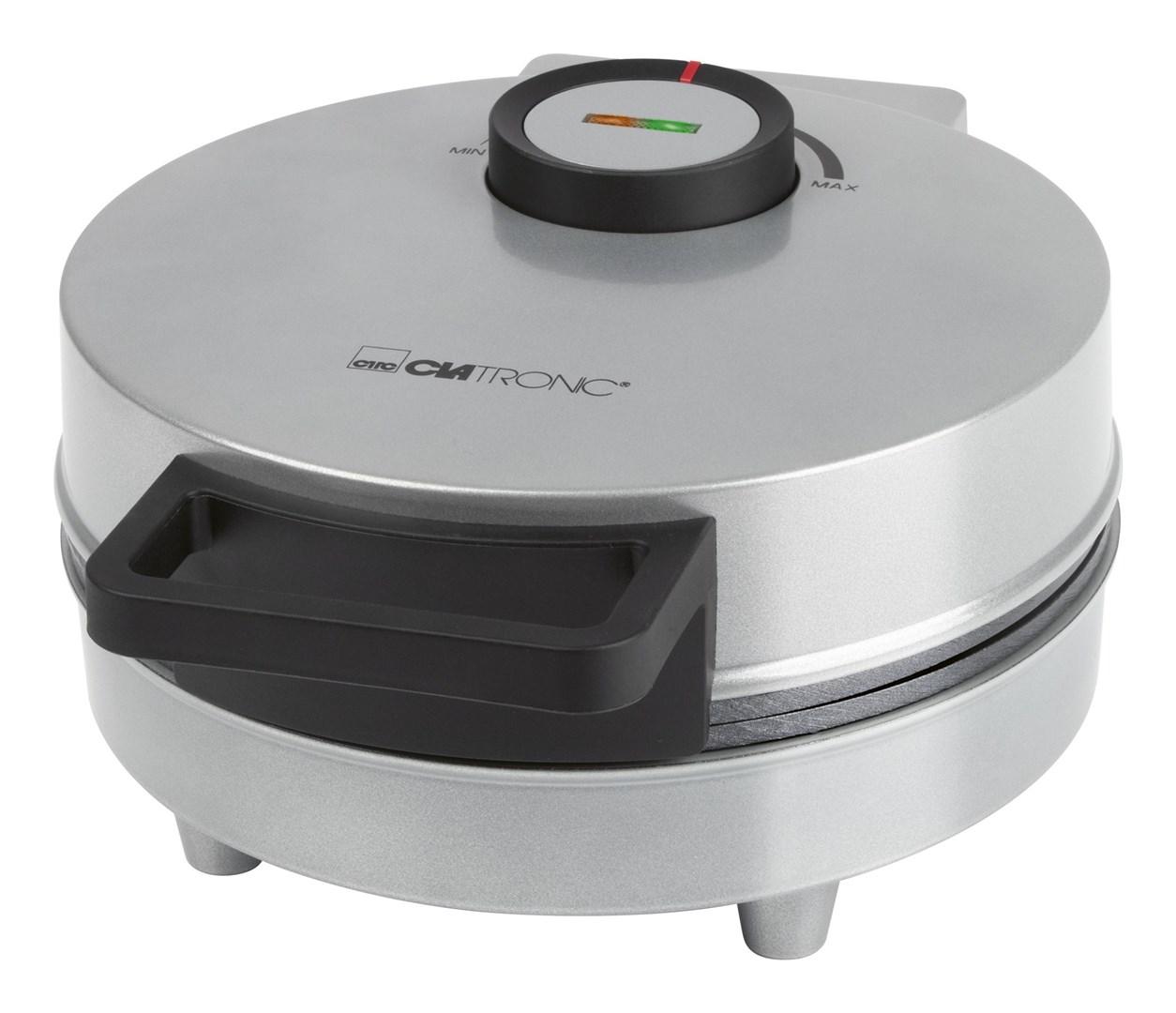 Clatronic HA 3833 vaffeljern - 1 stor rund vaffel, 1.200 W, sort/sølv billede