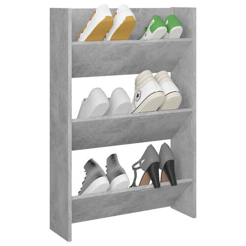 Væghængt skoskab 60x18x90 cm spånplade betongrå