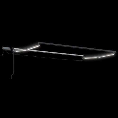 Manuel udtrækkelig markise med LED Hvid og antracit 3,5 x 2 m