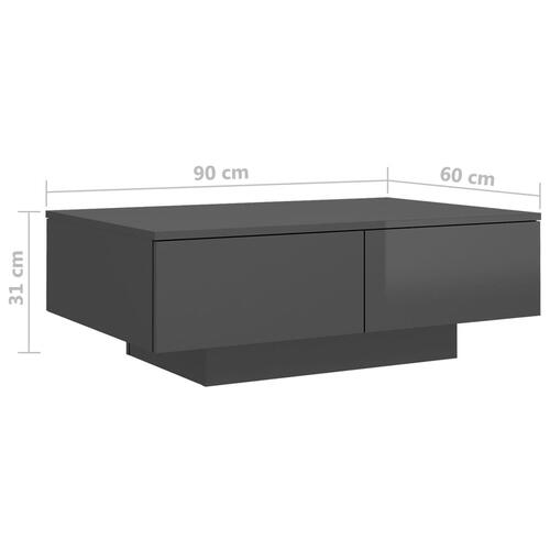 Sofabord 90x60x31 cm konstrueret træ grå højglans