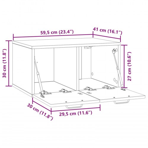 Væghængt TV-skab Sort 59,5 x 41 x 30 cm Konstrueret træ