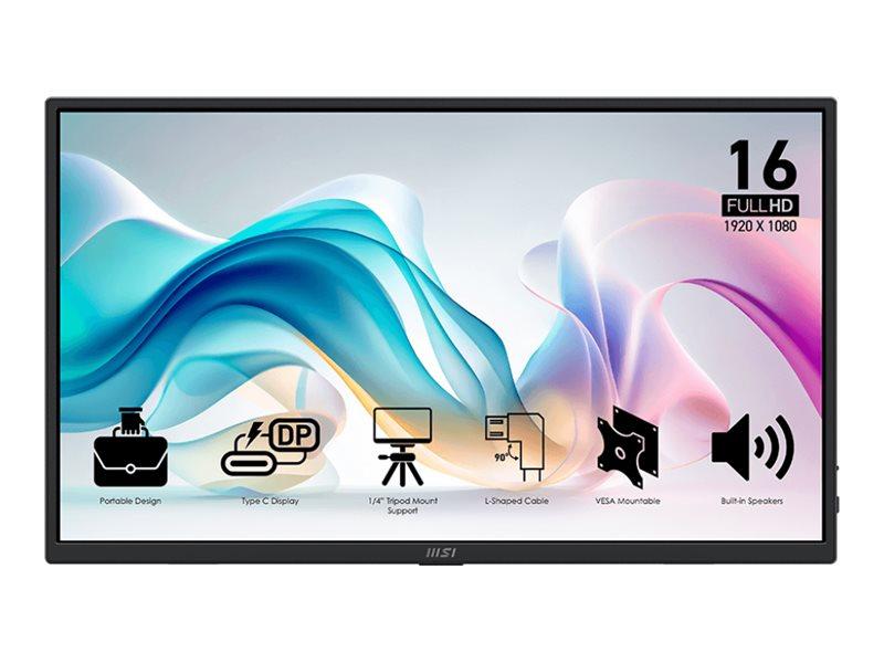 MSI PRO MP165 E6 16" bærbar IPS skærm - Full HD, HDMI/USB-C, 60 Hz billede