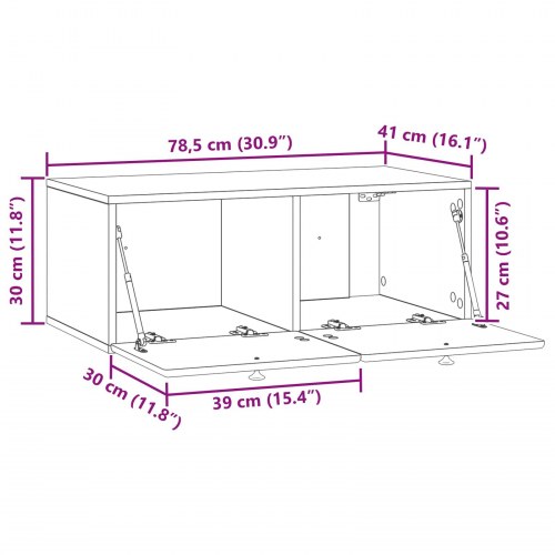 Væghængt TV-skab Sort 78,5 x 41 x 30 cm Konstrueret træ