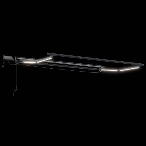 Manuel markise-ramme med LED-lys Grøn, Gul, Antracit 3,5 x 2 m