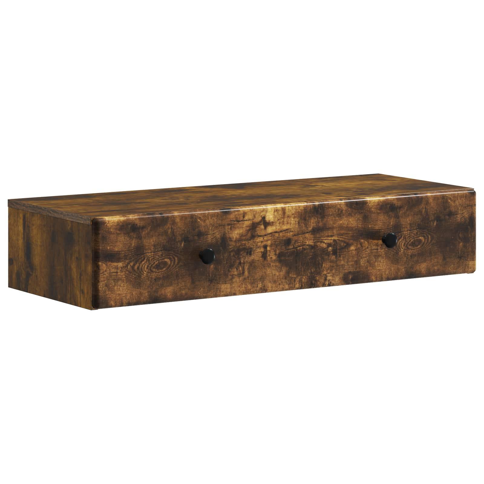 Væghængt sideskab i røget eg - konstrueret træ, 87,5 × 34,5 × 17 cm