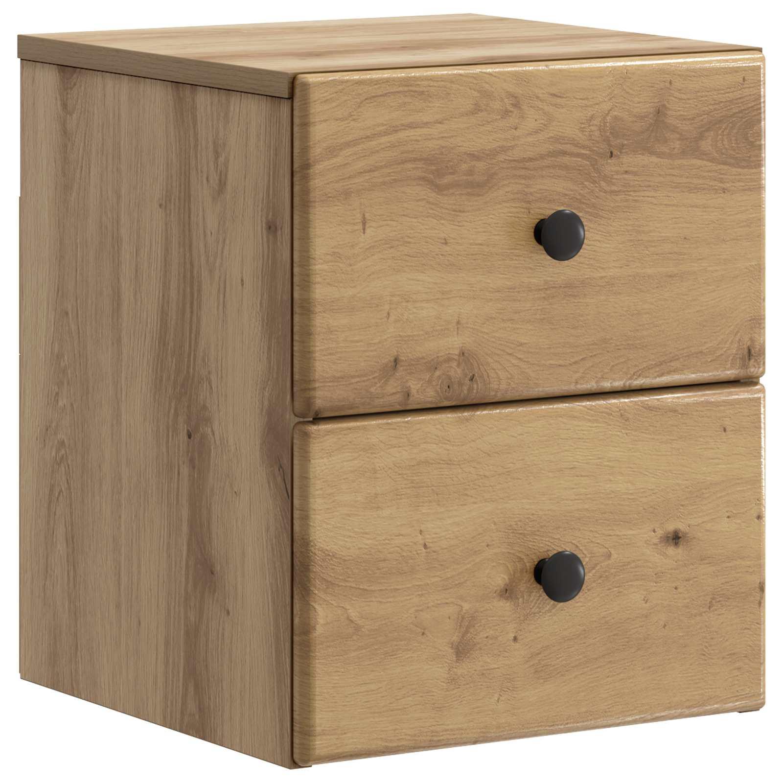 Væghængt natbord i artisan-eg 34,5 × 33 × 40 cm - konstrueret træ, 2 skuffer