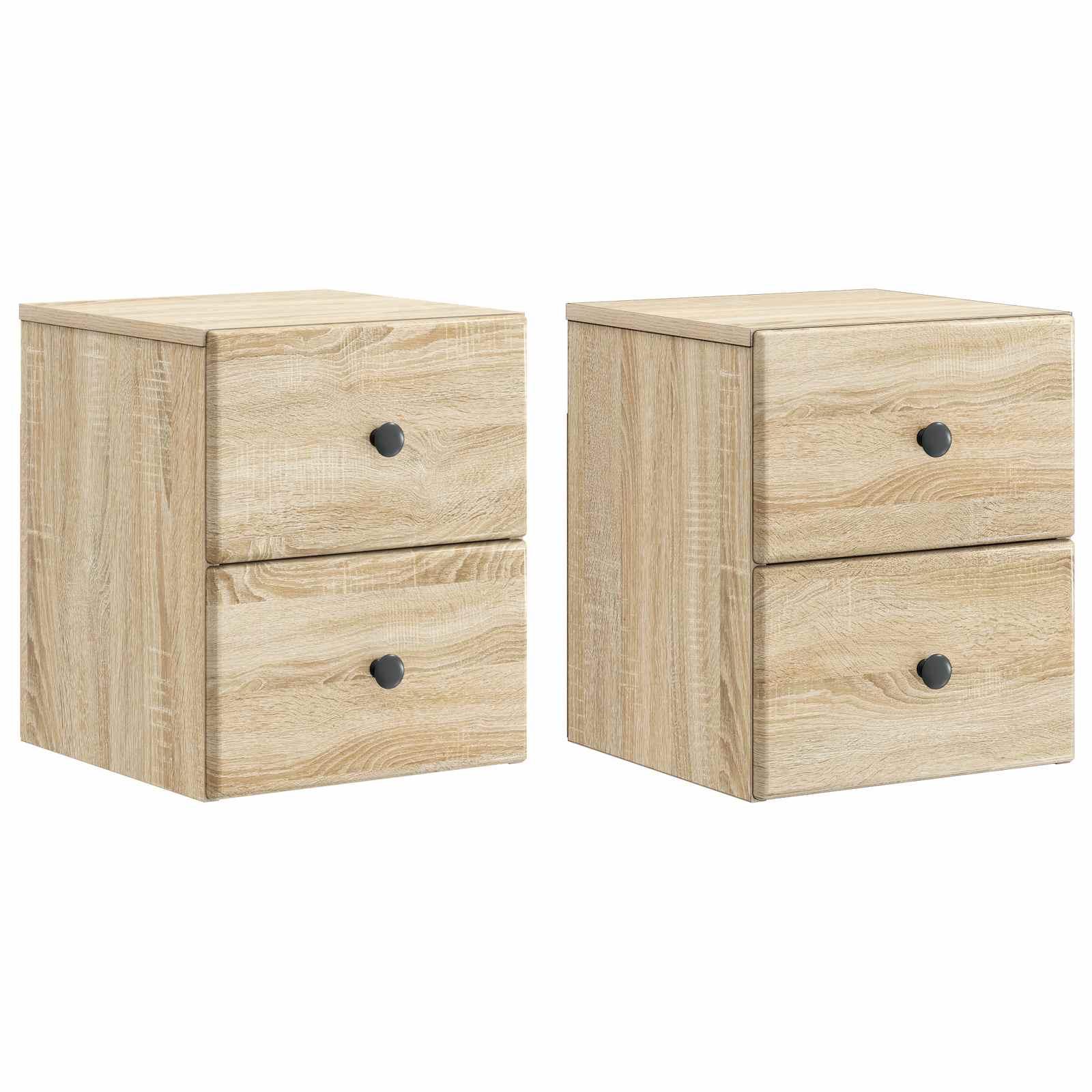 Væghængt Natbord med skuffe 2 stk Sonoma-eg 34,5 x 33 x 40 cm