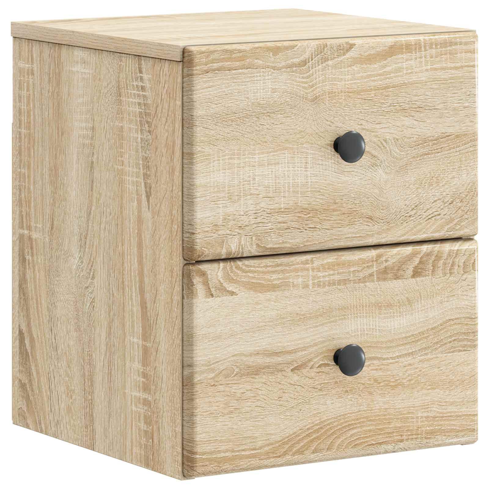 Væghængt natbord i sonoma-eg - 34,5 × 33 × 40 cm, konstrueret træ